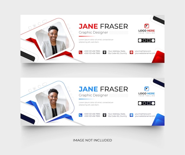 Modern email signature template or email footer and social media cover template set