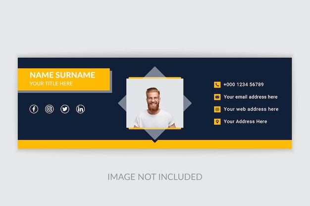 Modern email signature template layout or personal footer and social media cover design