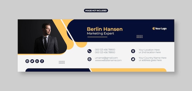 Modern email signature template and personal social media vector design