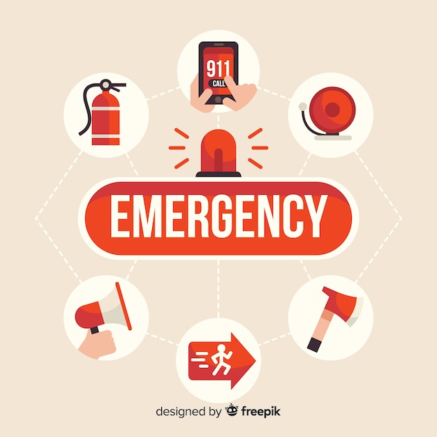 Vector modern emergency word concept with flat design