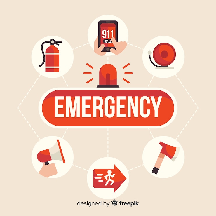 Vector 평면 디자인으로 현대 긴급 단어 개념
