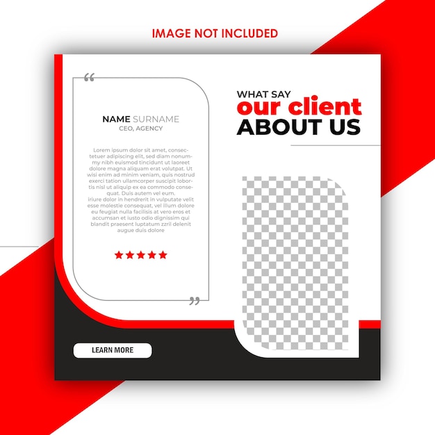 Modern en creatief klantgetuigenis social media post design