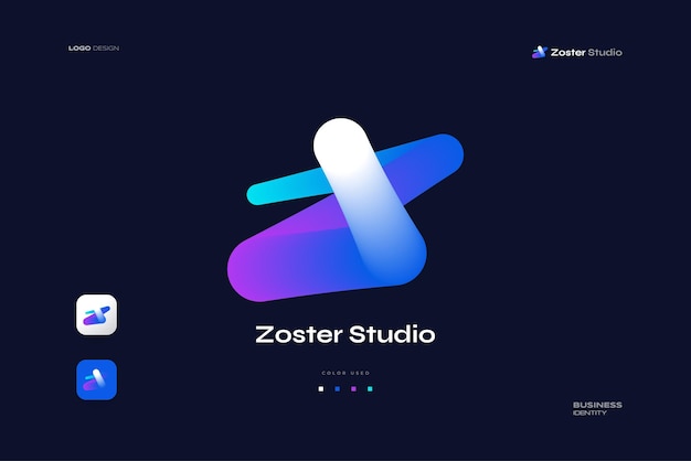 Modern en creatief Letter Z-logo-ontwerp in kleurrijk blend-effect Abstract initiaal Z-logo voor zakelijke en technologische identiteit