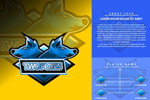 Modern en creatief Twee wolf logo Geïsoleerde E sport Toernooi Badge Logo Vector voor Gaming League o