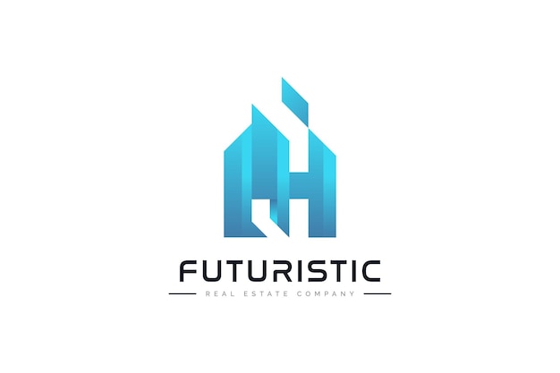 Modern en futuristisch onroerend goed logo ontwerp abstract blauw gebouw logo architectuur of bouwindustrie merkidentiteit