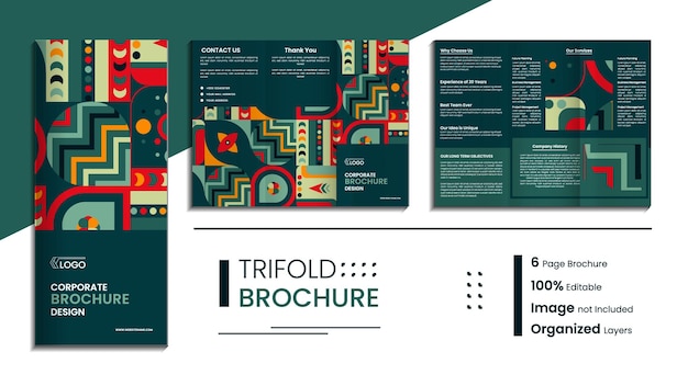 Modern en minimaal zakelijk driebladig brochureontwerp met eenvoudige creatieve abstracte vormen