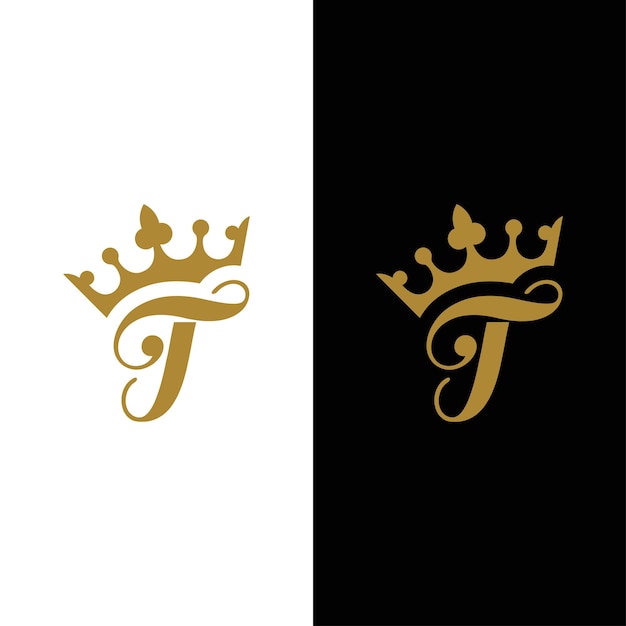 Modern en uniek Letter T Initial King Logo Design