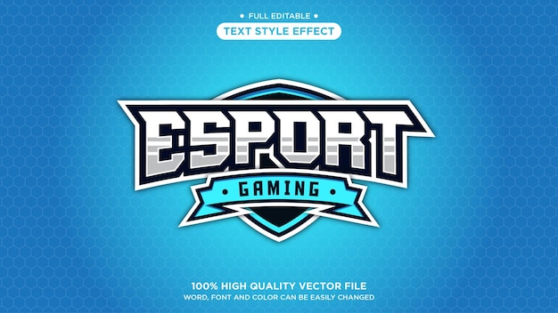 Vector modern esport gaming shield 3d editable text effect style