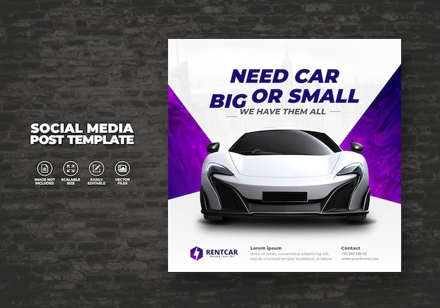 MODERN EXCLUSIVE NEW RENT AND BUY CAR FOR SOCIAL MEDIA POST ELEGANT BANNER VECTOR TEMPLATE