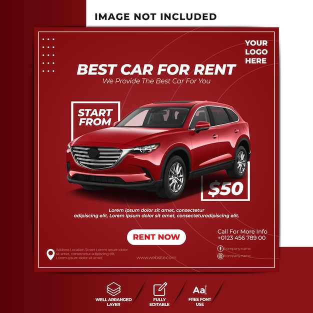 Vector modern exclusive rent and buy car for social media post elegant banner vector template