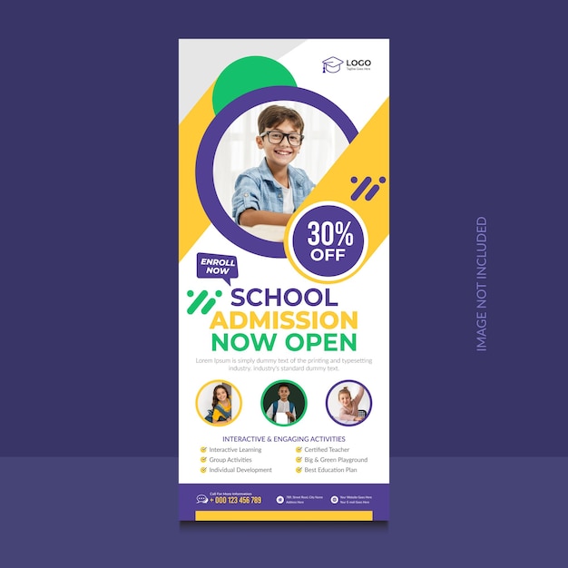 Modern exhibition advertising school ammissione roll up banner stand poster template design