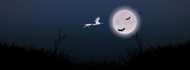 Modern facebook banner with halloween concept