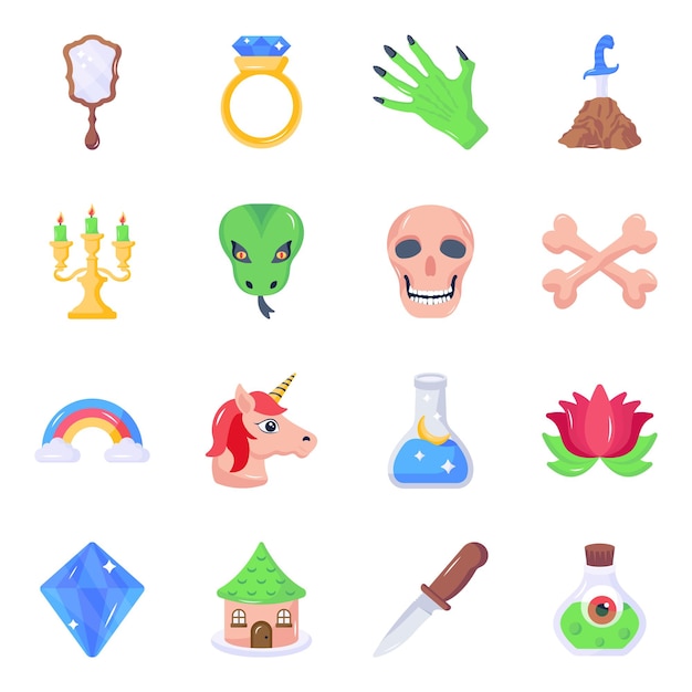 Modern fairy flat icons pack