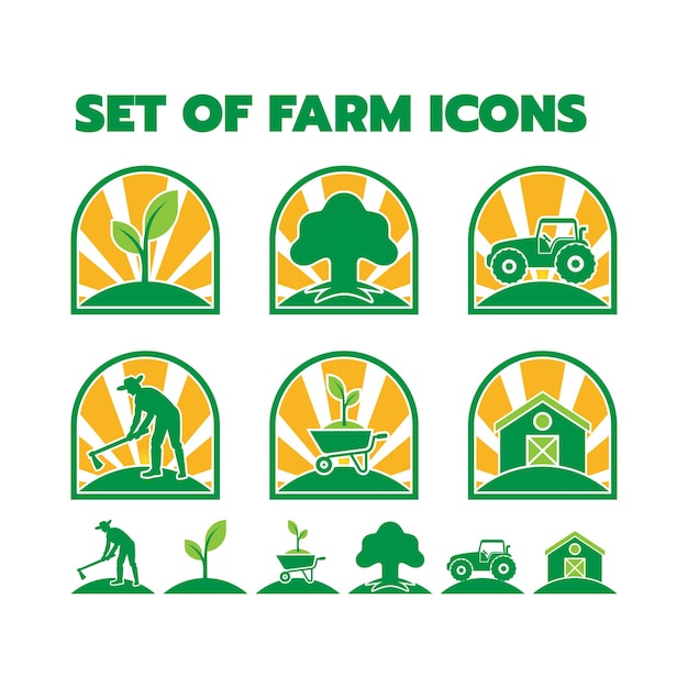 modern farm icons set