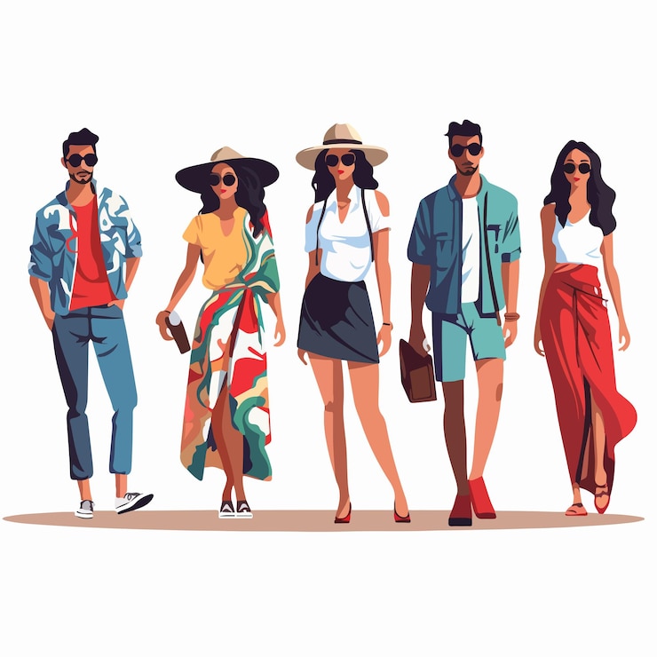 Vector modern fashion people banner with young trendy men