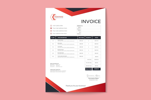 Vector modern fashion quotation invoice template