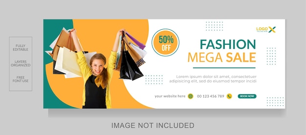 Vector modern fashion sale facebook cover design banner template