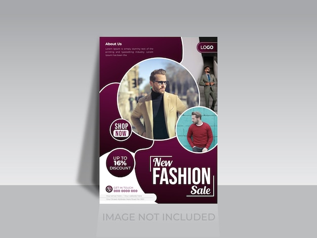 Modern Fashion Sale Flyer, leaflet, poster template design for online store, shop flash sale