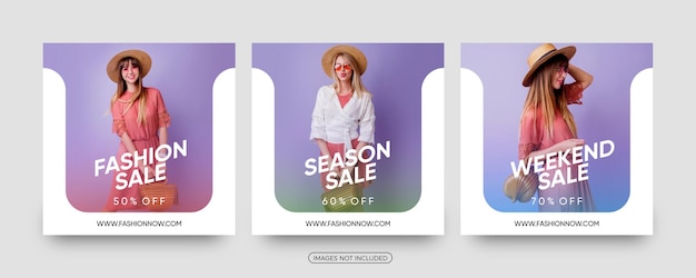 Modern Fashion sale offers social media post templates