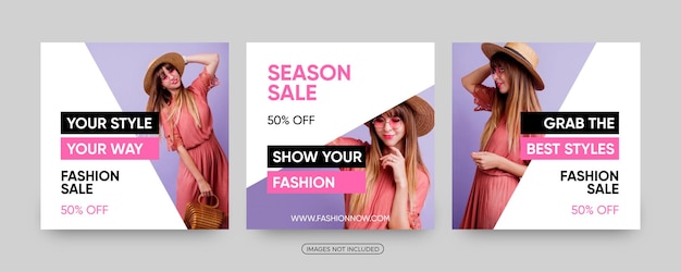 Vector modern fashion sale social media post templates