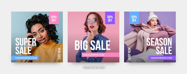 Modern Fashion sale social media post templates