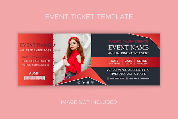 Modern fashion show event ticket template