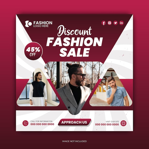 Modern fashion social media post instagram template set