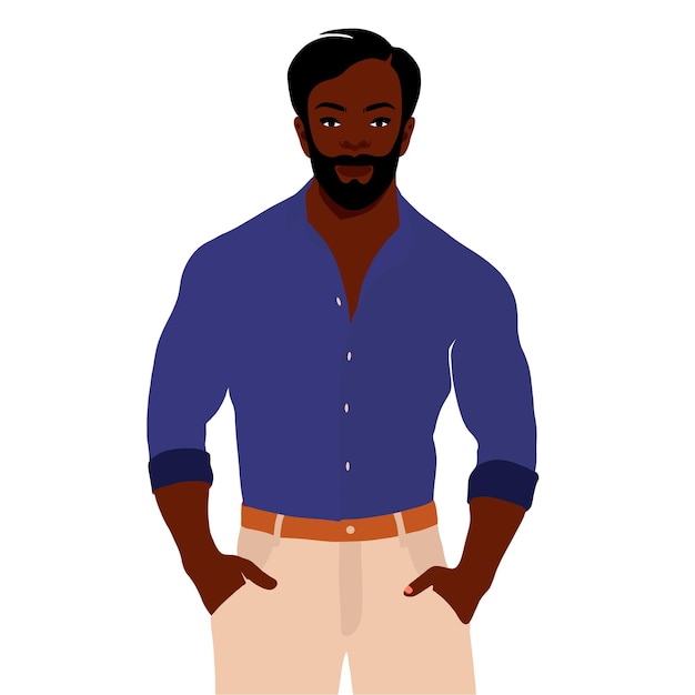 Vector modern fashionable black man in elegant art style vector