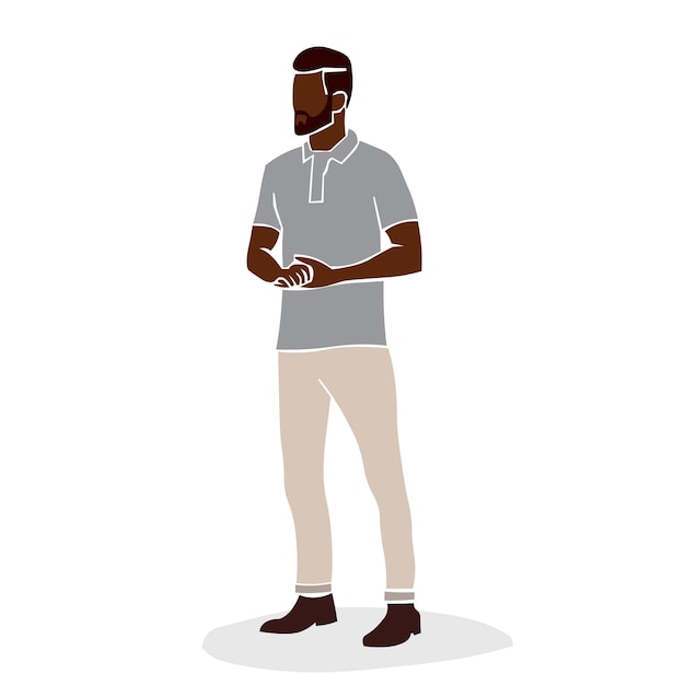 Vector modern fashionable black man in elegant line art style vector abstract