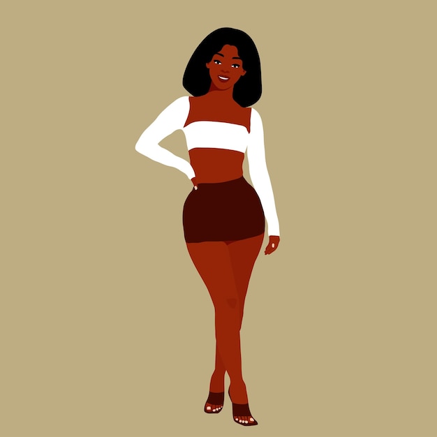 Vector modern fashionable black woman in elegant art style vector