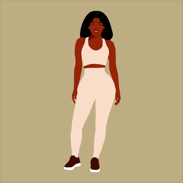 Modern fashionable black woman in elegant art style vector