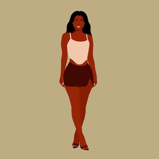 Modern fashionable black woman in elegant art style vector