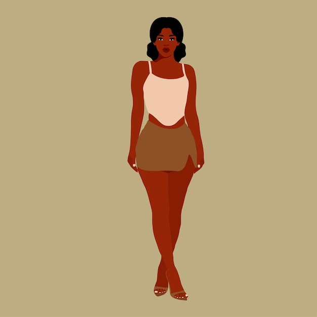 Modern fashionable black woman in elegant art style vector