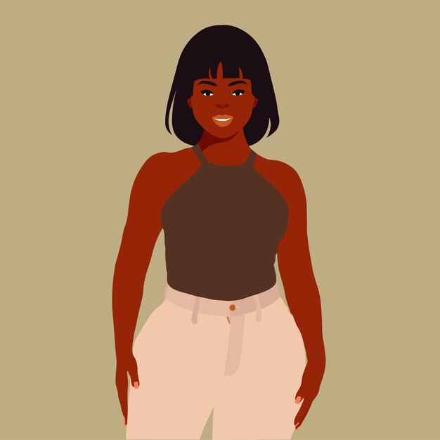 Vector modern fashionable black woman in elegant art style vector