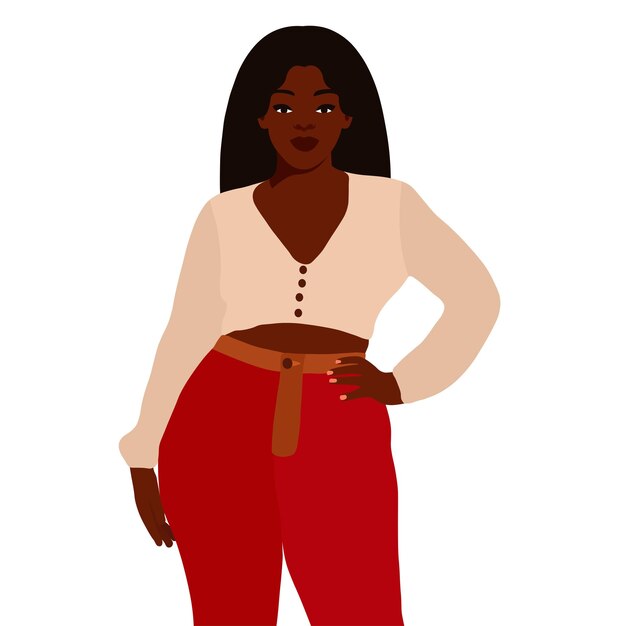 Vector modern fashionable black woman in elegant art style vector