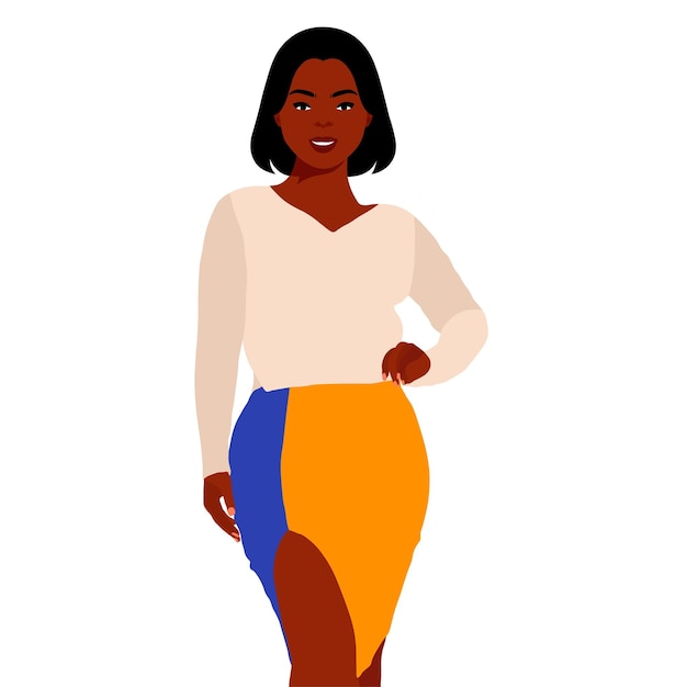 Modern fashionable black woman in elegant art style vector