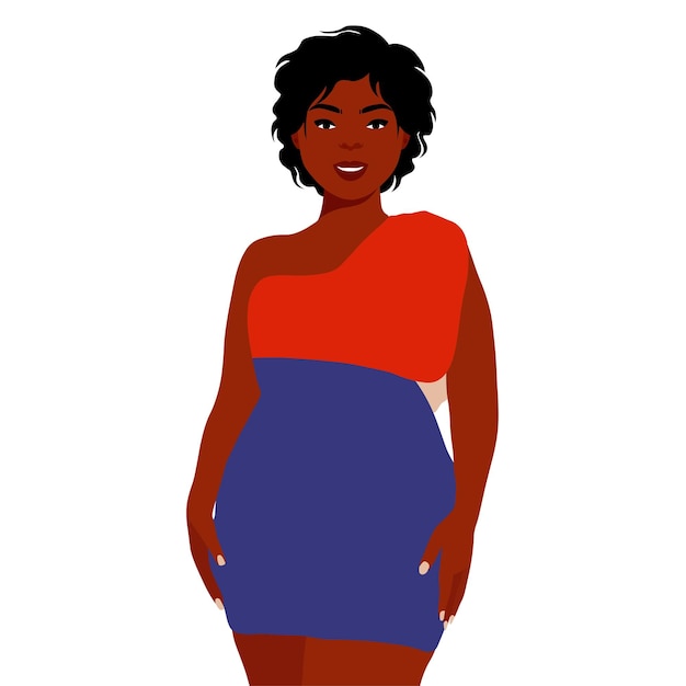 Modern fashionable black woman in elegant art style vector