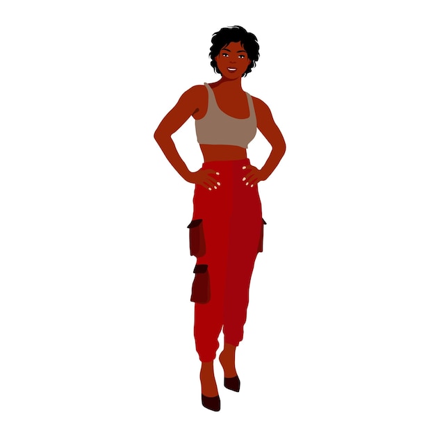 Vector modern fashionable black woman in elegant art style vector