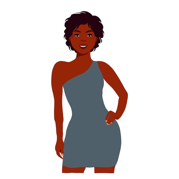 Modern fashionable black woman in elegant art style vector