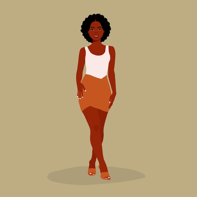 Modern fashionable black woman in elegant art style vector