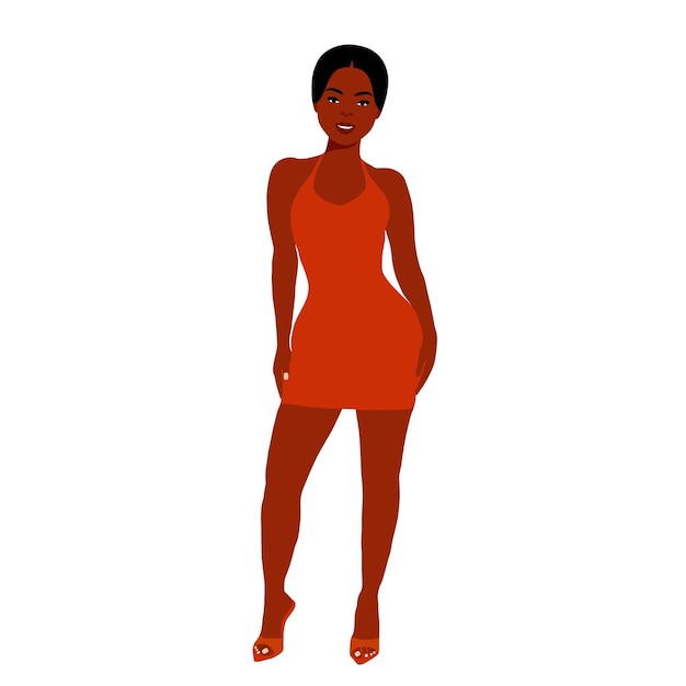 Modern fashionable black woman in elegant art style vector