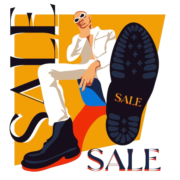 A modern fashionable guy in big boots with a raised sole Perspective Discount Black Friday or sale