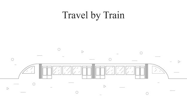 Treno veloce moderno. stile lineare. un treno passeggeri. un treno della metropolitana in movimento (metropolitana). viaggi e turismo. icona isolata su priorità bassa bianca. illustrazione vettoriale.