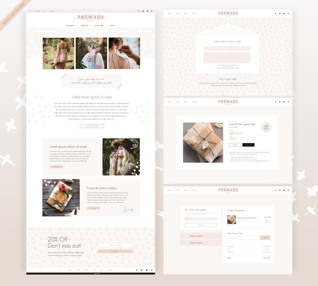 Vector modern feminine website template