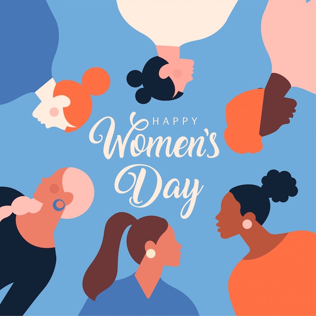 Modern festive illustration for 8 march celebration. international women's day.