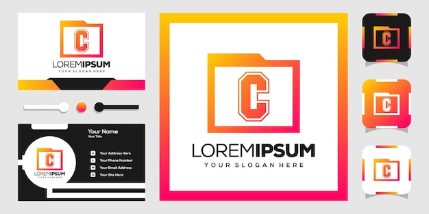 Modern file logo design with letters c