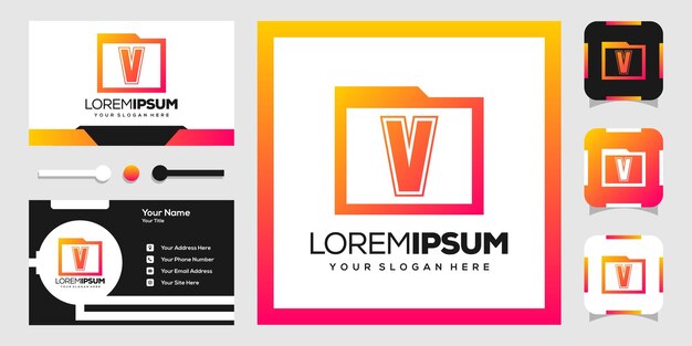 modern file logo design with letters v