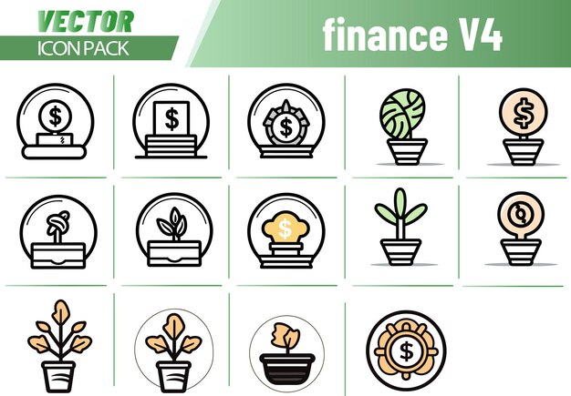 Modern Financial Investment and Savings Icon Set