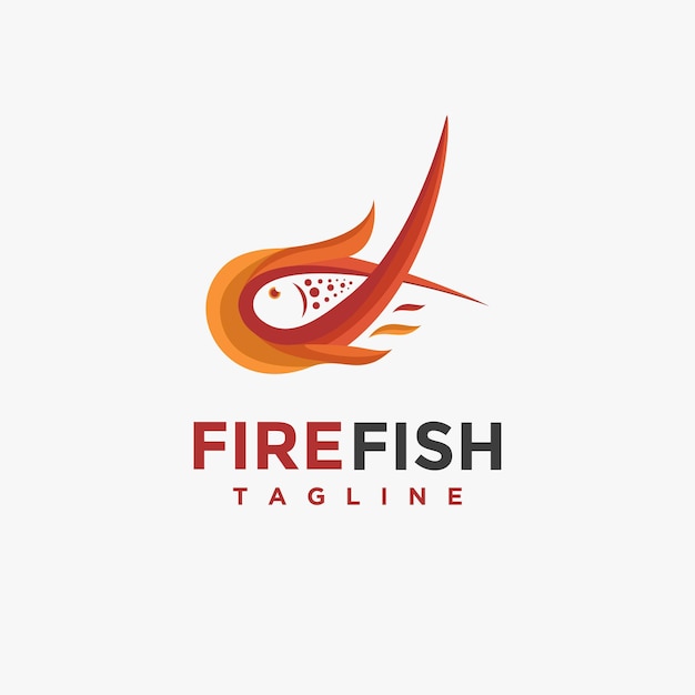 Modern fire fish logo icon vector template on white background