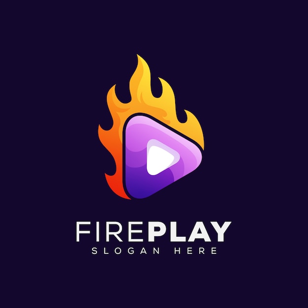 Modern fire play or hot media logo design